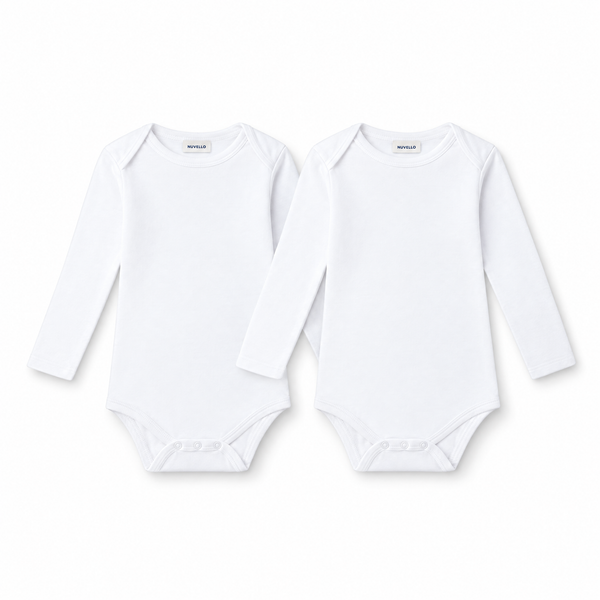 Pack 2 Bodies Manga Larga Bebé – Blanco Básico