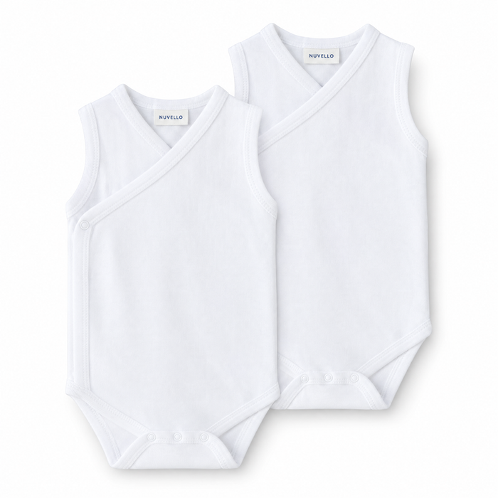 Pack 2 Bodies Cruzados Sin Mangas Calados Bebé – Blanco