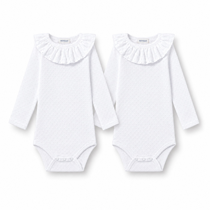 Pack 2 Bodies Manga Larga Cuello Plumeti Bebé – Blanco