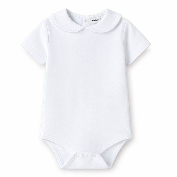 Body Manga Corta Cuello Bebé – Blanco Clásico