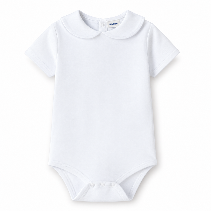 Body Manga Corta Cuello Bebé – Blanco Clásico