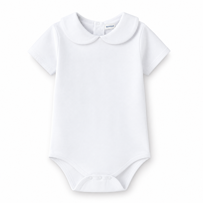 Body Manga Corta Cuello Bebé – Blanco Liso