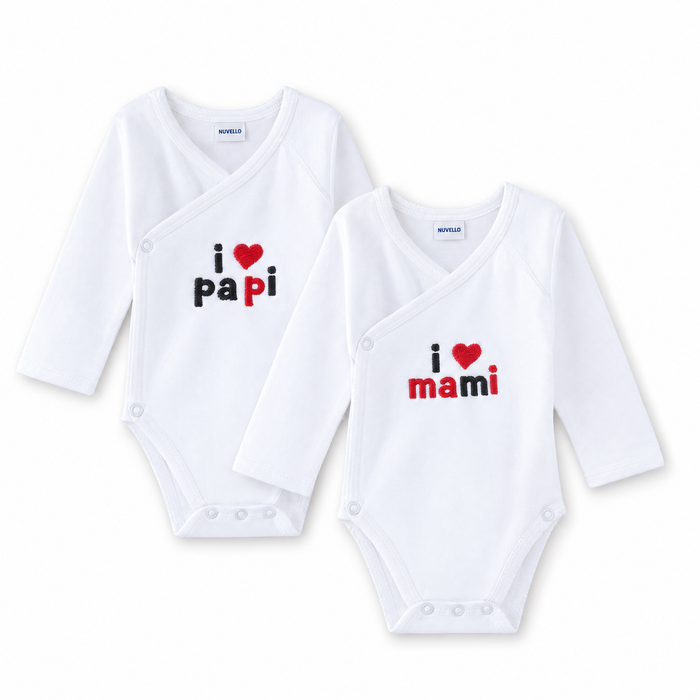 Pack 2 Bodies Cruzados Manga Larga – I Love Papi y Mami