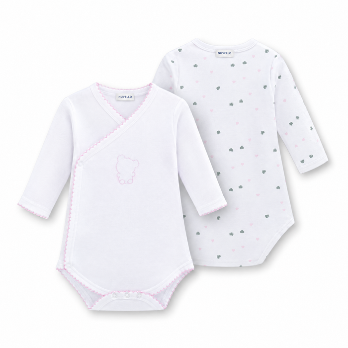 Pack 2 Bodies Cruzados Manga Larga Bebé Niña – Osito y Corazones