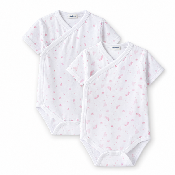 Pack 2 Bodies Cruzados Manga Corta Bebé Niña – Lunares Rosa