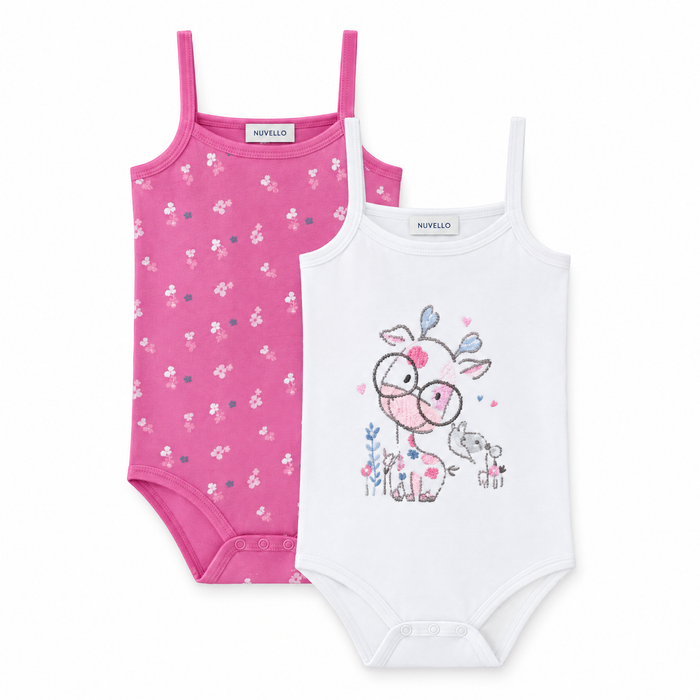 Pack 2 Bodies de Tirantes Bebé Niña – Fucsia y Conejita
