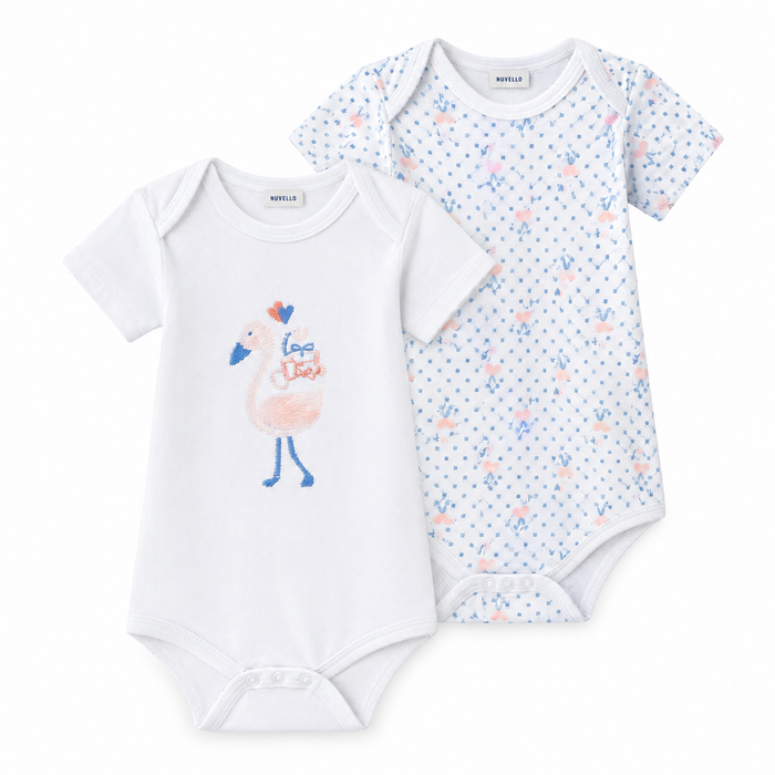 Pack 2 Bodies Manga Corta Bebé Niña – Flamenco Blanco