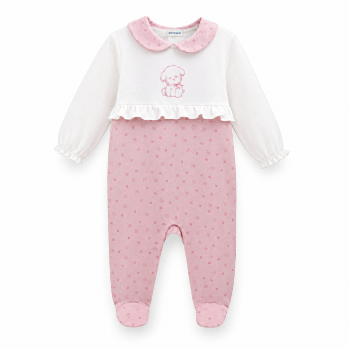 Pijama Algodón Bebé Niña – Osito Rosa y Crudo