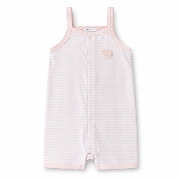Pelele Corto de Tirantes Bebé Niña – Rayas Rosa
