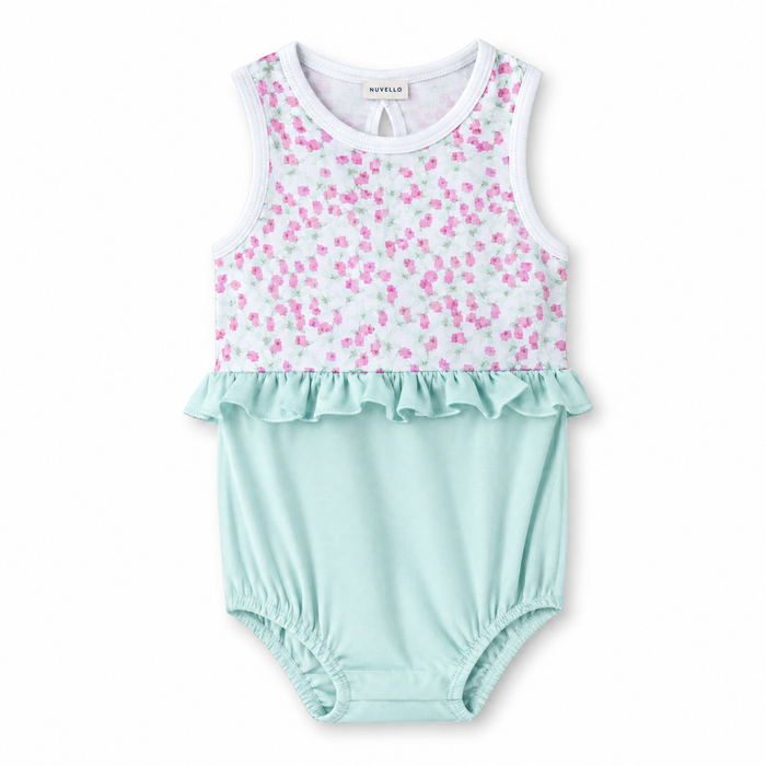 Body Vestido Bebé Niña – Flores Verde Agua