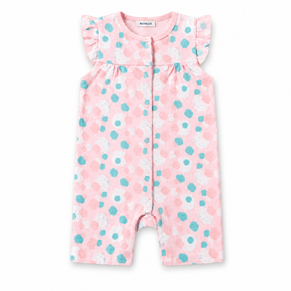 Pelele Corto Bebé Niña – Lunares Rosa y Turquesa
