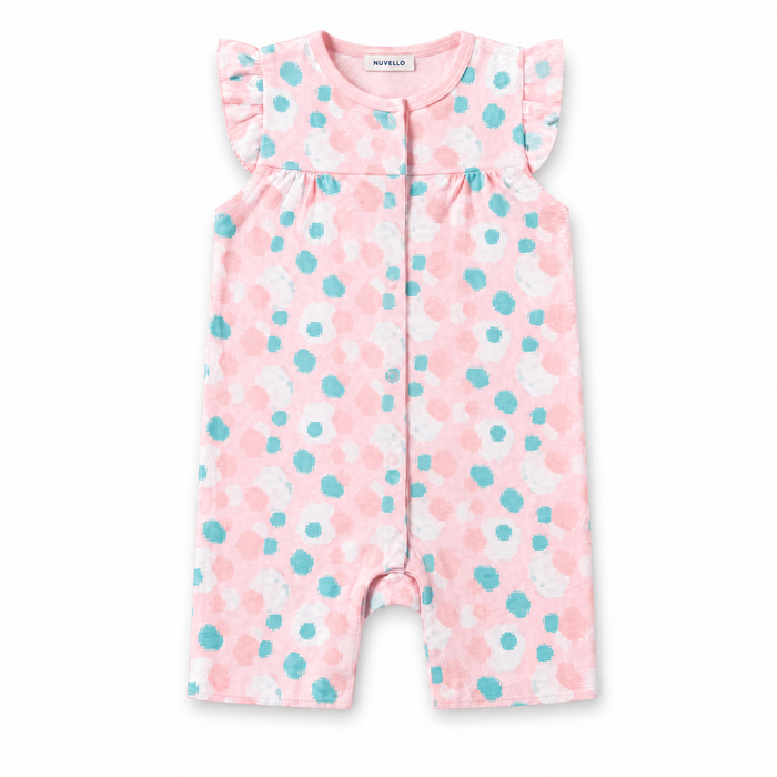 Pelele Corto Bebé Niña – Lunares Rosa y Turquesa