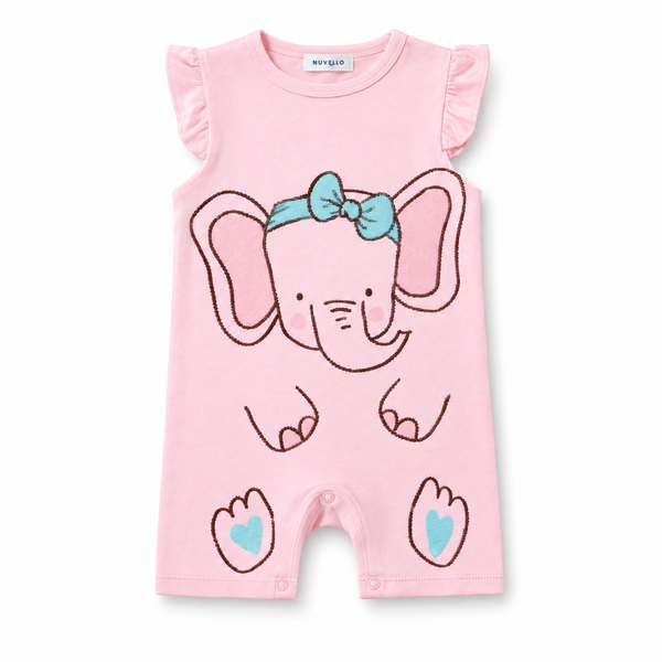 Pelele Corto Bebé Niña – Elefanta Rosa